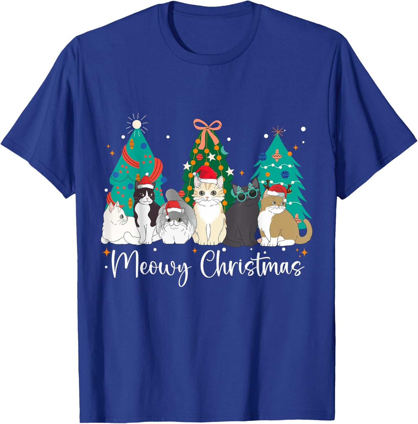 Meowy Christmas Cat Lover Funny Festive Holidays Cats T-Shirt - T-Shirt | Royal