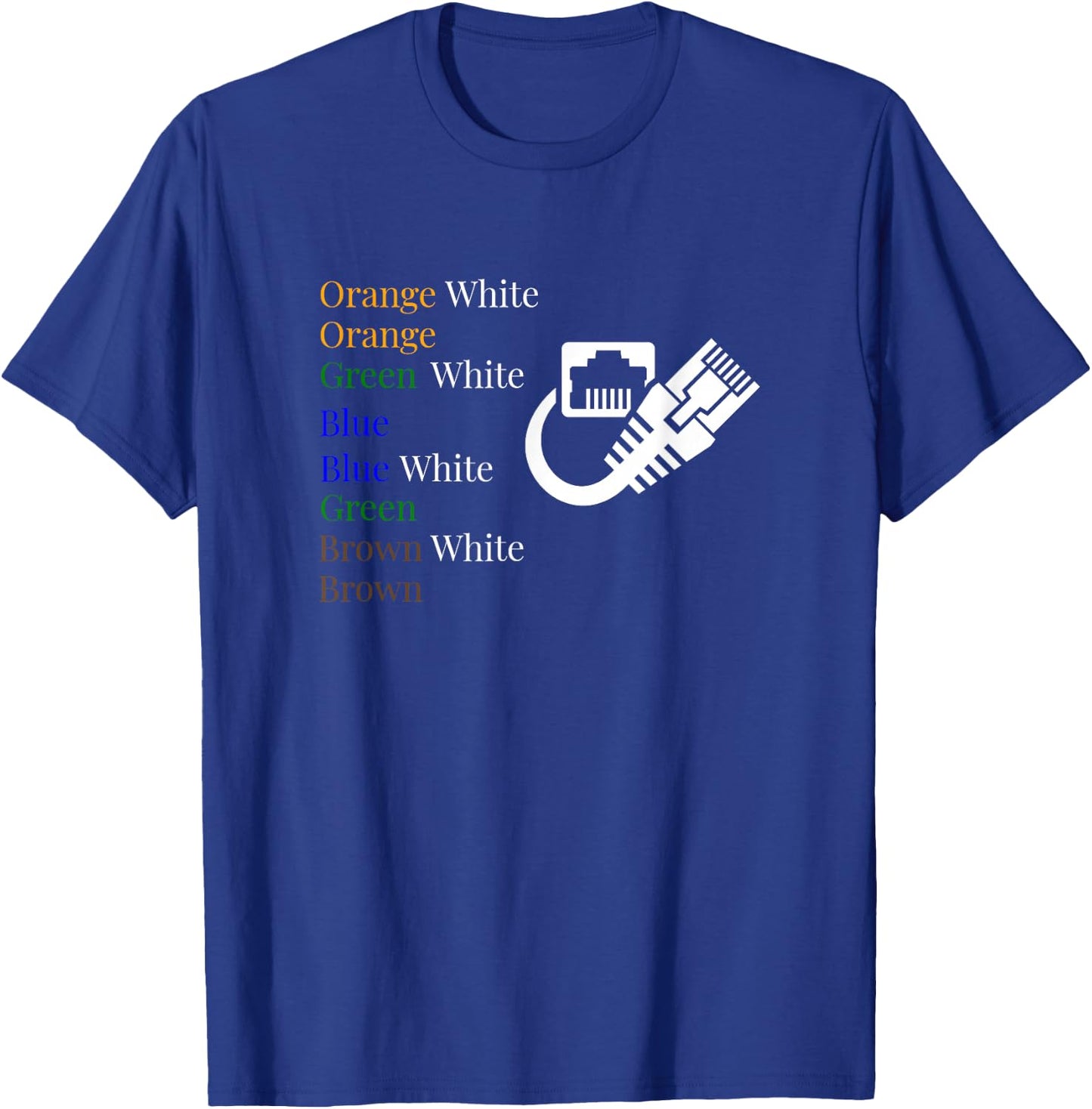 Telecom Fiber Optic Ethernet Color Code T-Shirt - T-Shirt | Royal