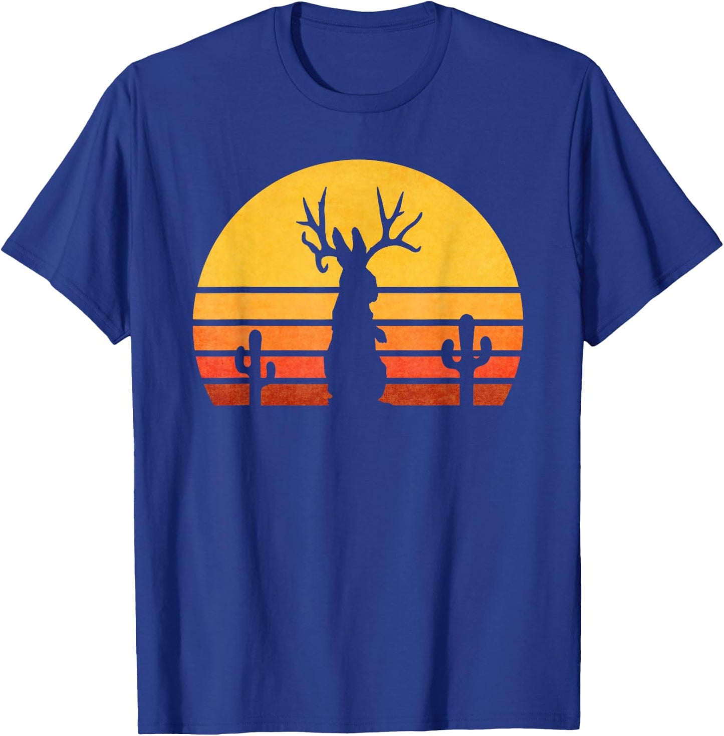 Retro Eighties Jackalope , Vintage Cryptid Rabbit T-Shirt - T-Shirt | Royal