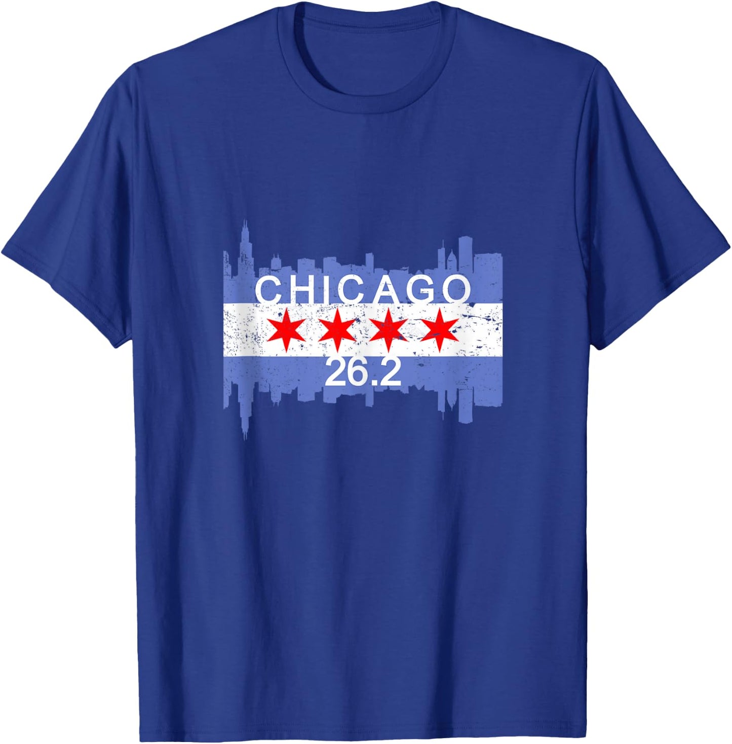 26.2 Mile Marathon Runner Chicago Flag Running Race Gift T-Shirt - T-Shirt | Royal