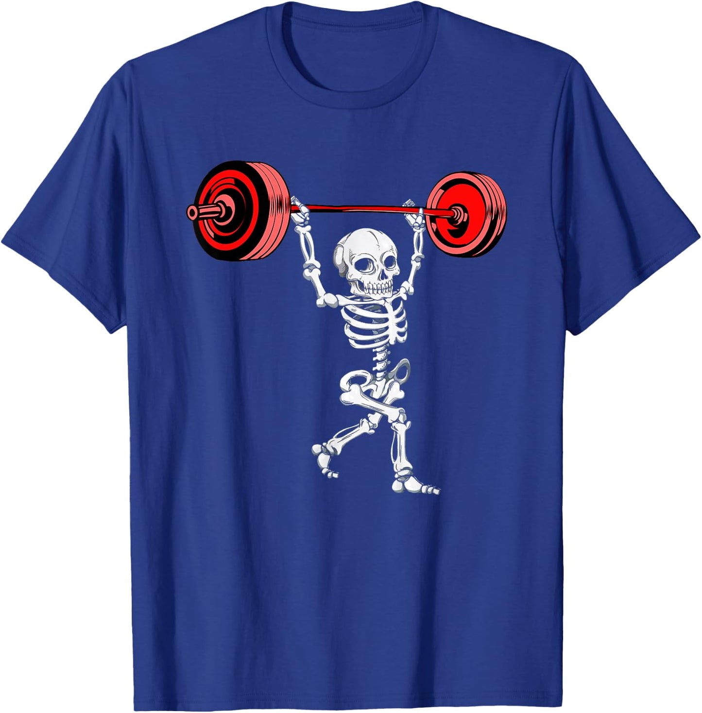 Skeleton Weightlifting Halloween Fitness Gym Workout T-Shirt - T-Shirt | Royal