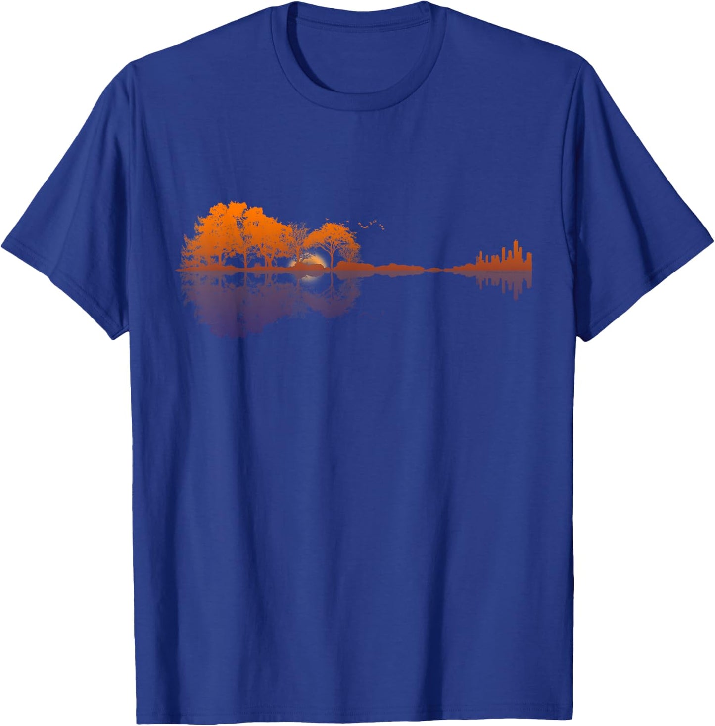 Guitar Lake Reflections Music and Guitar Lover Guitar T-Shirt - T-Shirt | Royal