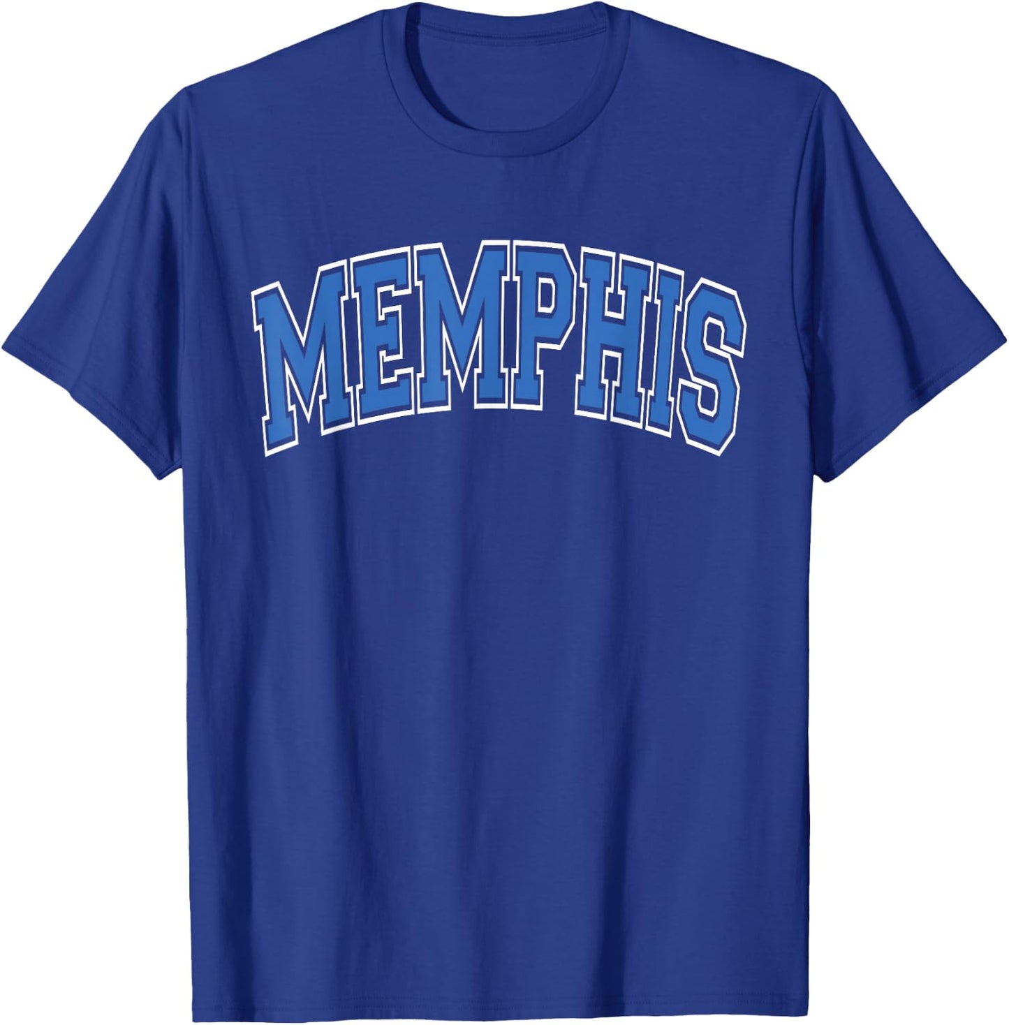 Memphis Arched Blue Text T-Shirt - T-Shirt | Royal