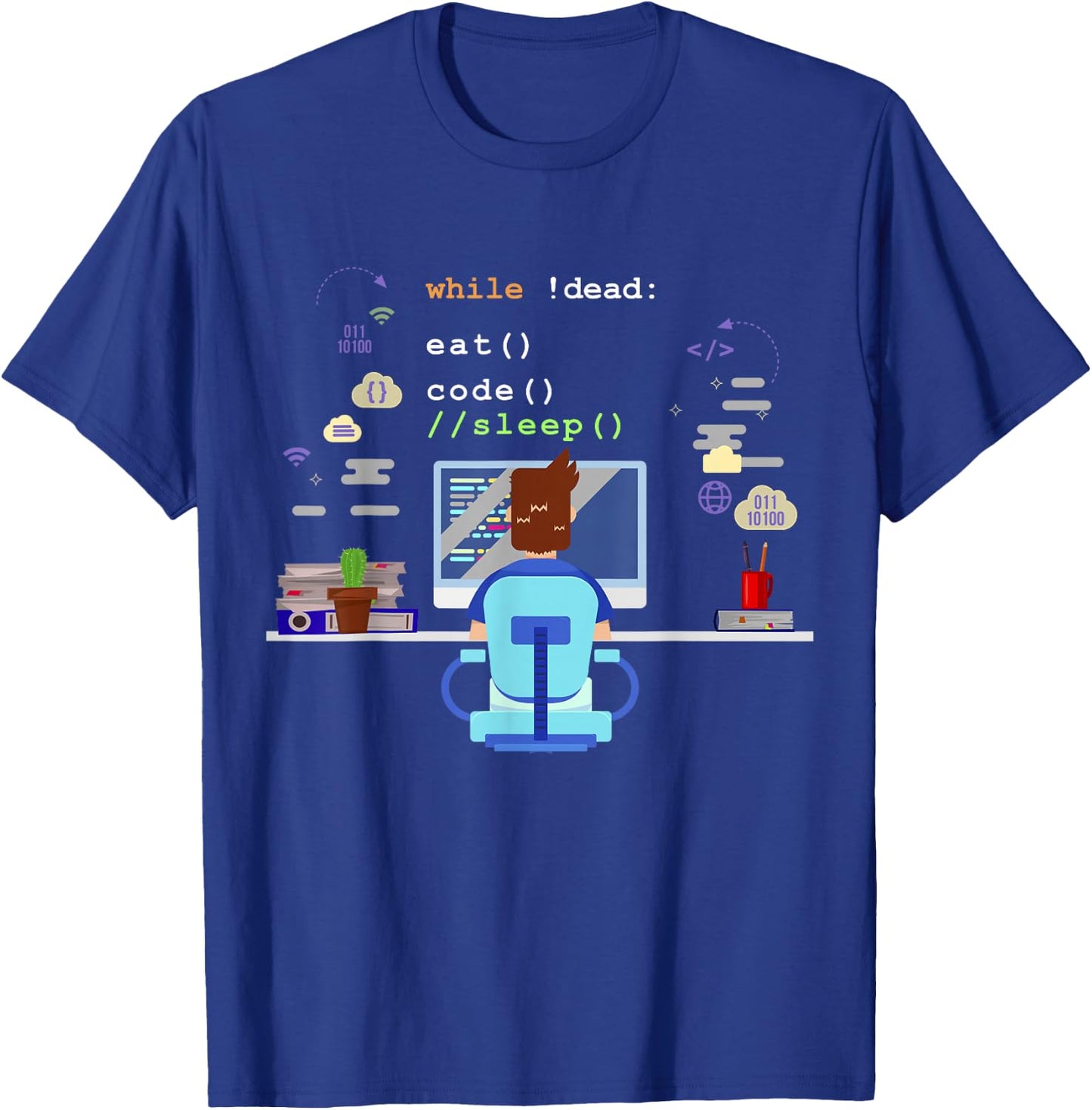 Eat Sleep Code Computer Science Programming Shirt T-Shirt - T-Shirt | Royal