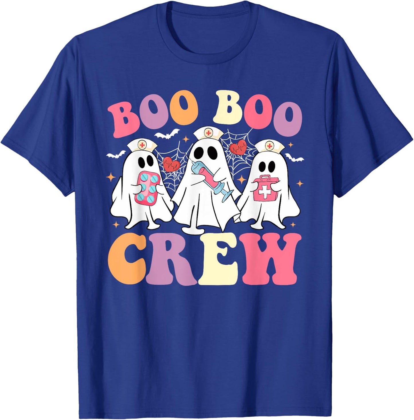 Funny Boo Boo Crew Halloween Costume Nurse Spooky Ghost T-Shirt - T-Shirt | Royal