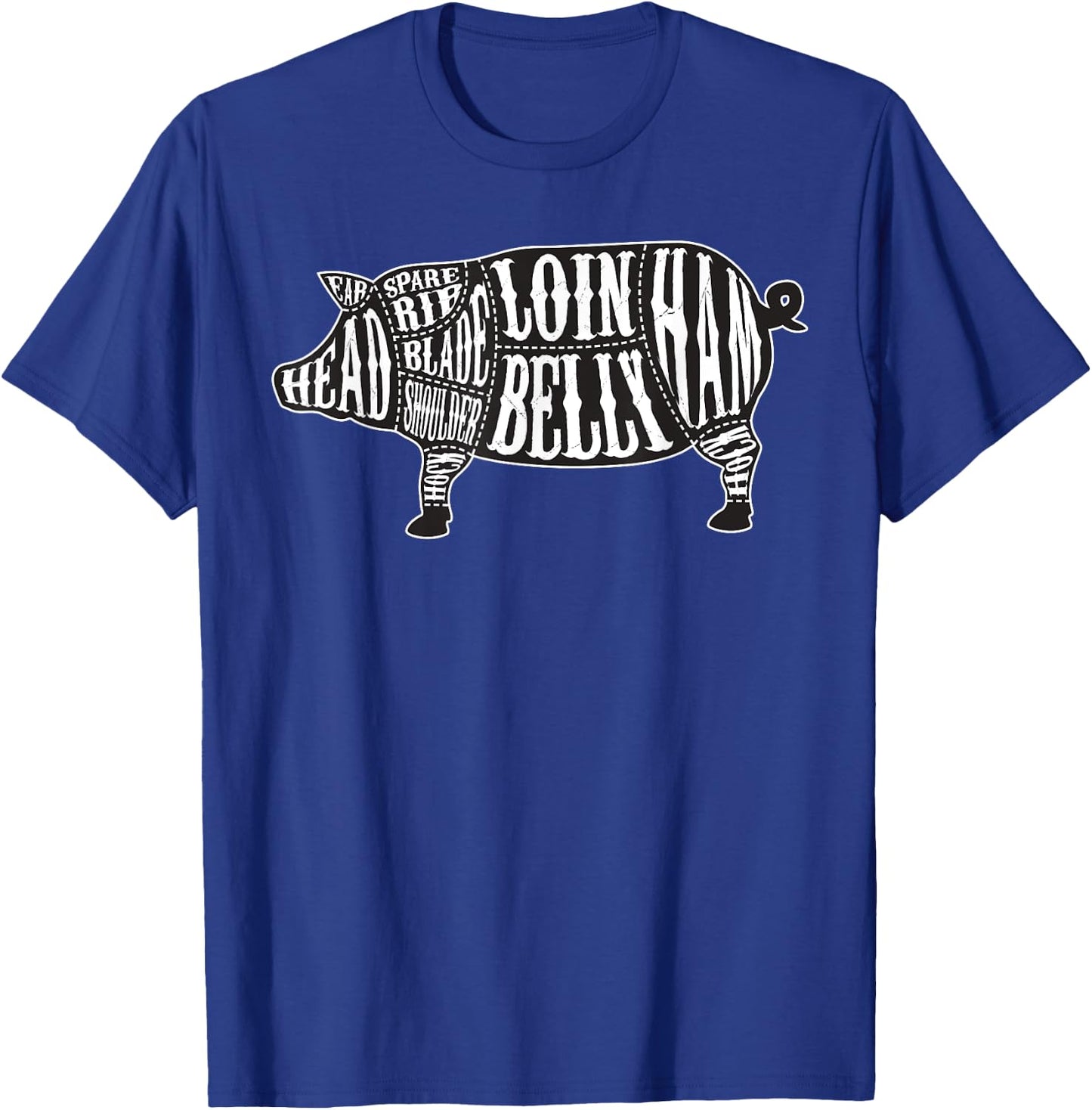 Country Butcher Cut Chart Pork Meat - Large Graphic T-Shirt - T-Shirt | Royal