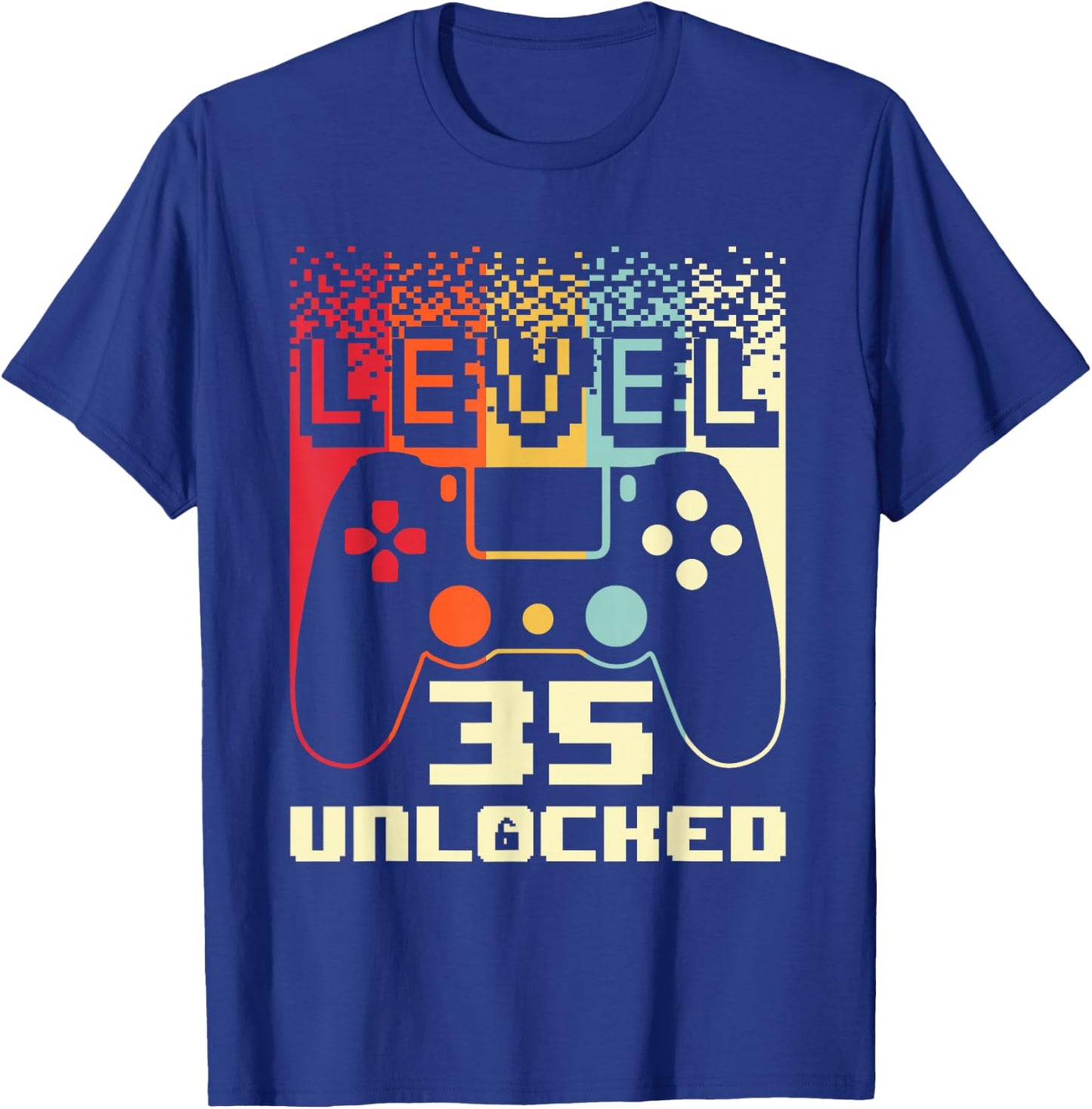 35th Birthday Level 35 Unlocked Gamer 35 Year Old T-Shirt - T-Shirt | Royal