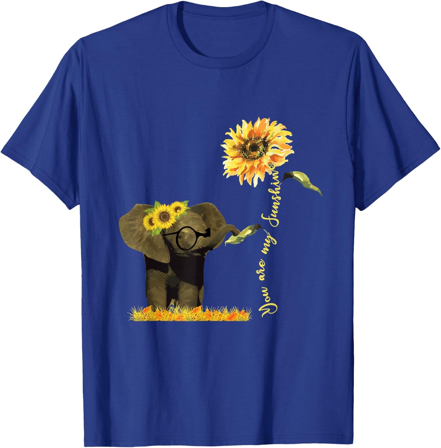 Motivational You Are Sunshine Elephant Sunflower Women Men T-Shirt - T-Shirt | Royal