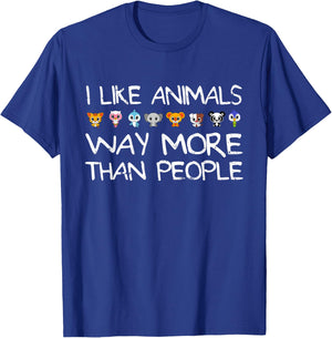 I Like Animals Way More Than People Environmentalist T-Shirt - T-Shirt | Royal
