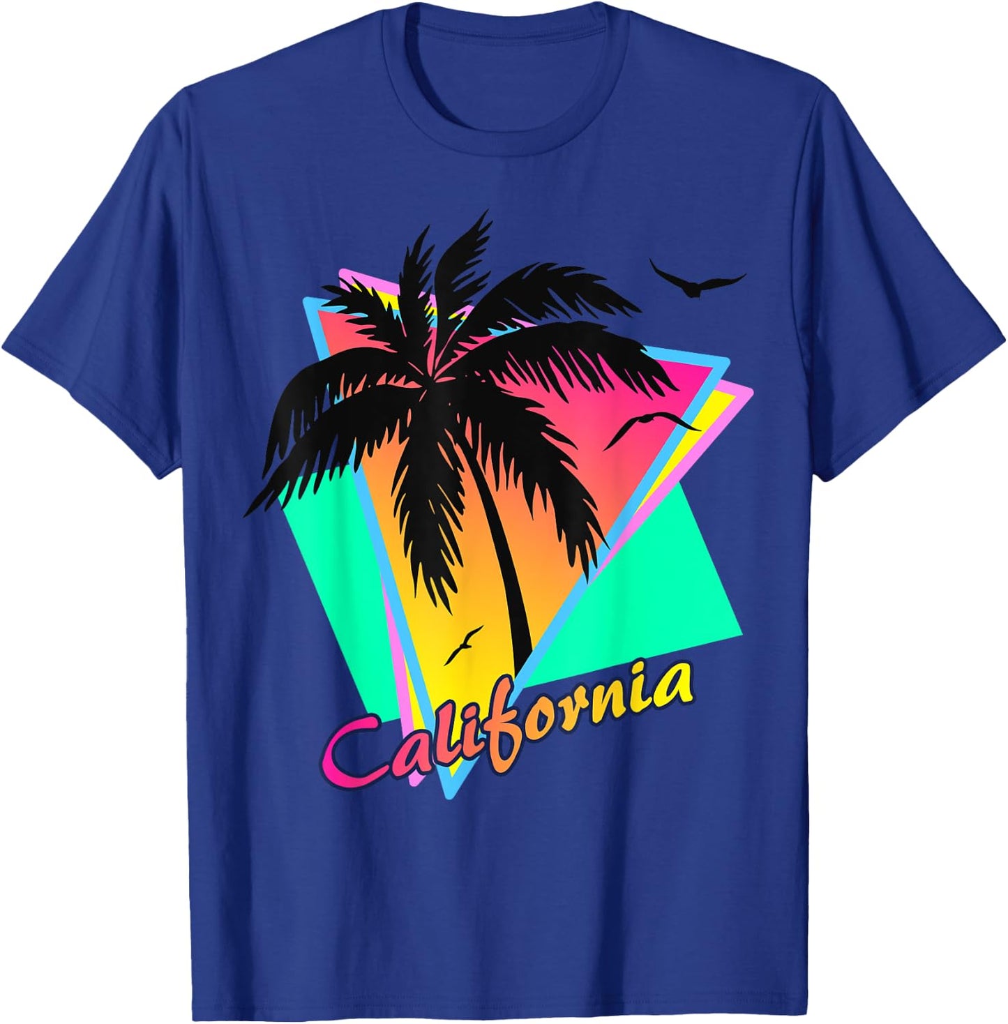 California 80s Summer Palm Trees 80s Beach Sunset Men Women Girls Kids T-Shirt - T-Shirt | Royal