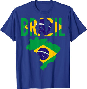 Brazilian - Brazil Country Map Flag T-Shirt - T-Shirt | Royal