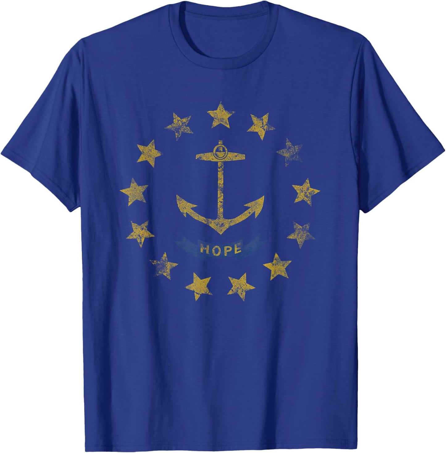 Rhode Island Flag Retro Distressed Design T-Shirt - T-Shirt | Royal