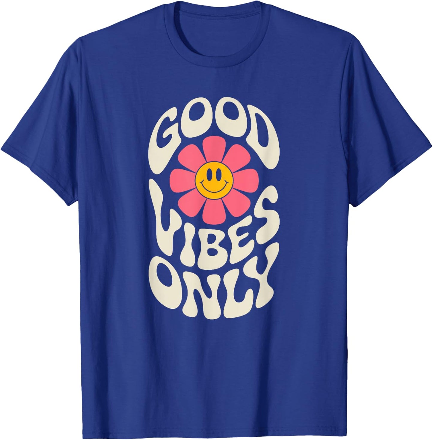 Good Vibes Only Flower Motivational Inspirational Boys Girls T-Shirt - T-Shirt | Royal