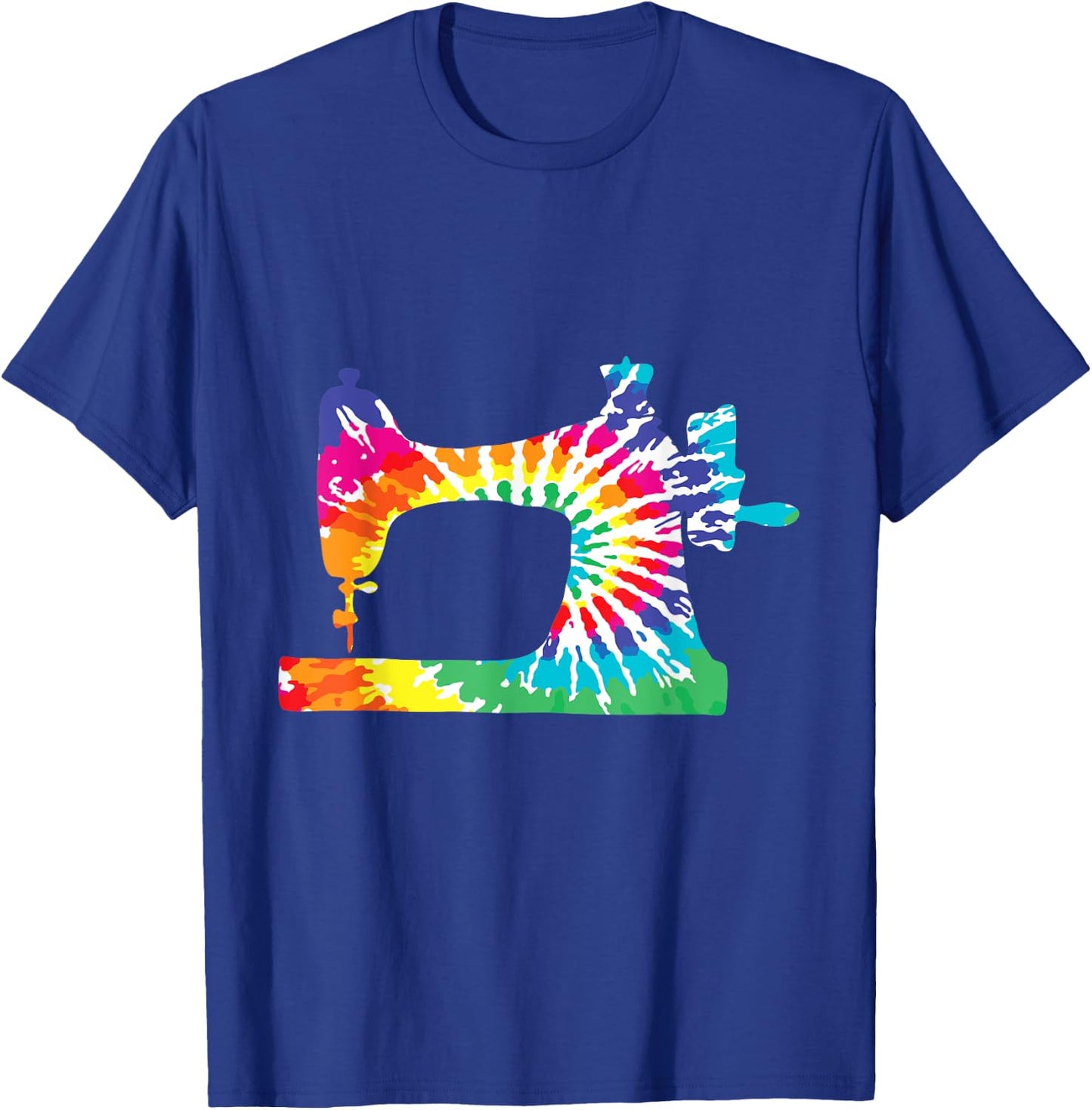 Retro Hippie Rainbow Sewing Machine Tie Dye Seamstress T-Shirt - T-Shirt | Royal
