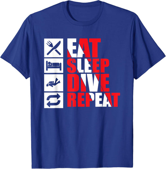 Eat Sleep Dive Repeat Funny Diving T-Shirt - T-Shirt | Royal