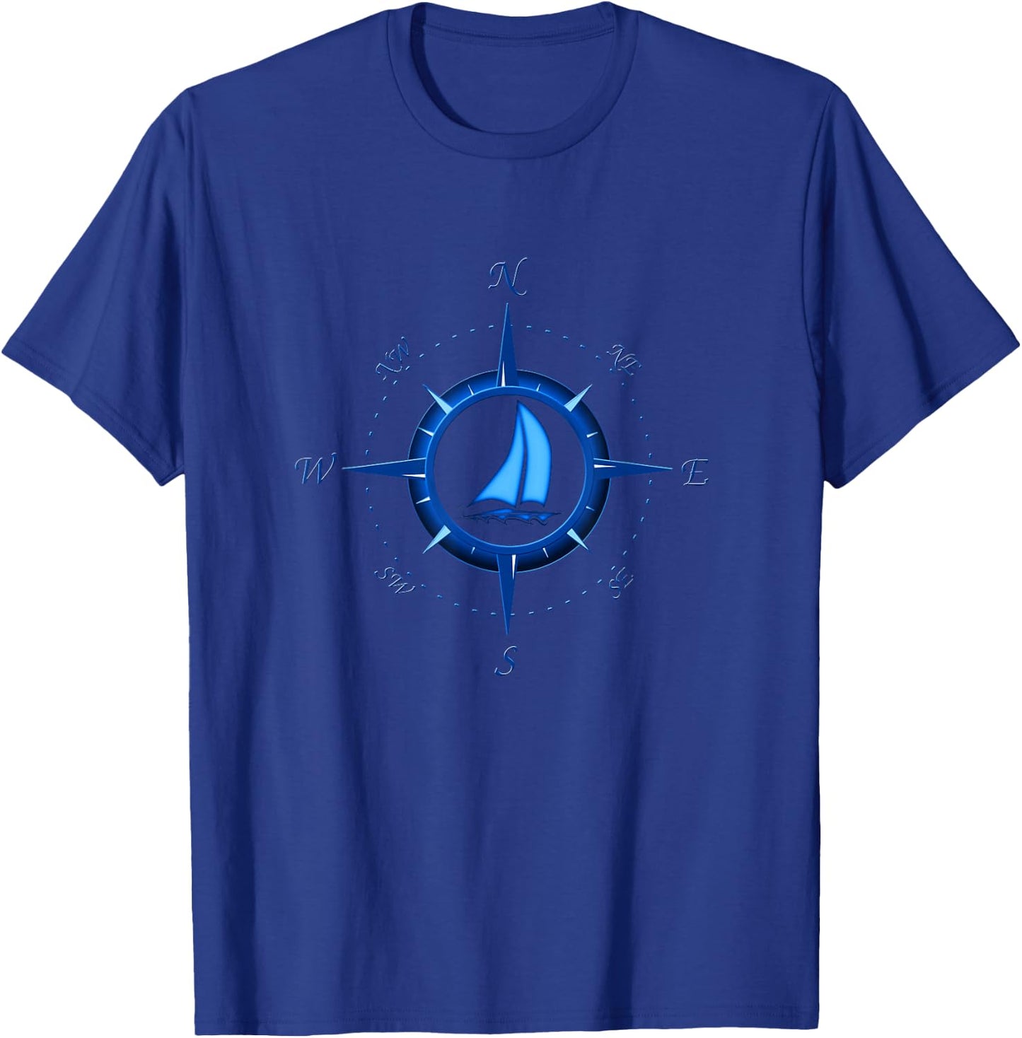 Sailing Compass Rose Sailboat T-Shirt - T-Shirt | Royal