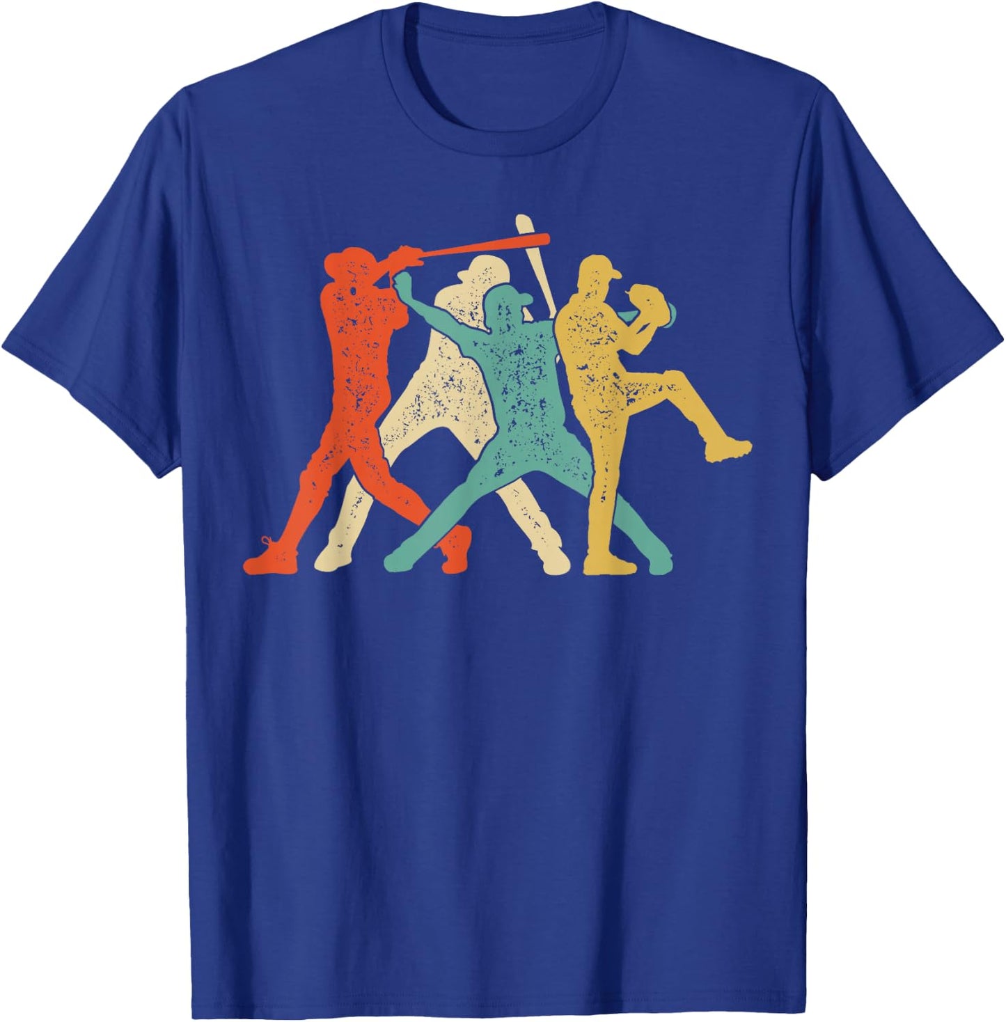 Baseball Retro Vintage Catcher Pitcher Batter Boys Men Sport T-Shirt - T-Shirt | Royal