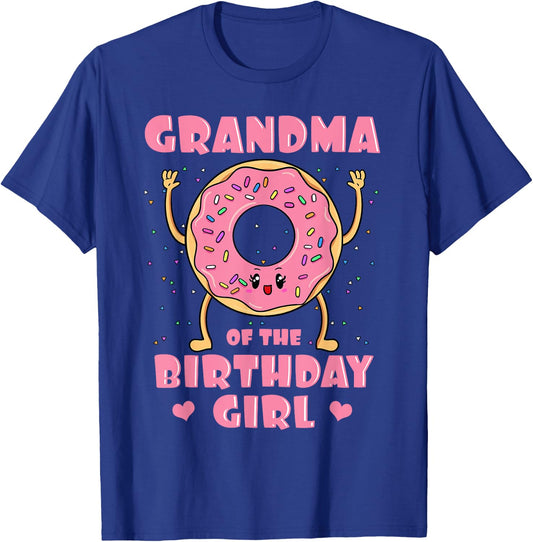 Grandma Of The Birthday Girl Doughnut Dessert Granny T-Shirt - T-Shirt | Royal
