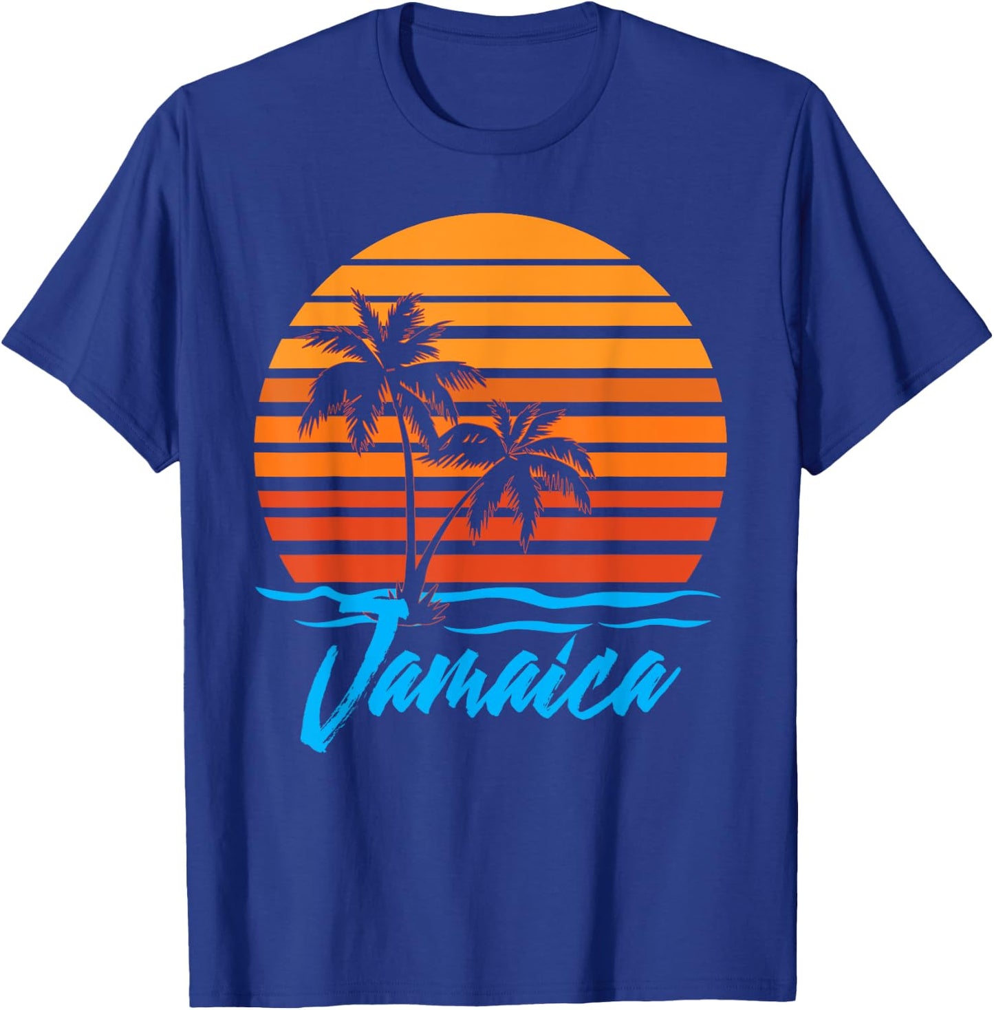 Jamaica Sunset Palm Trees Beach Vacation Tourist Gifts Men Women Kids T-Shirt - T-Shirt | Royal