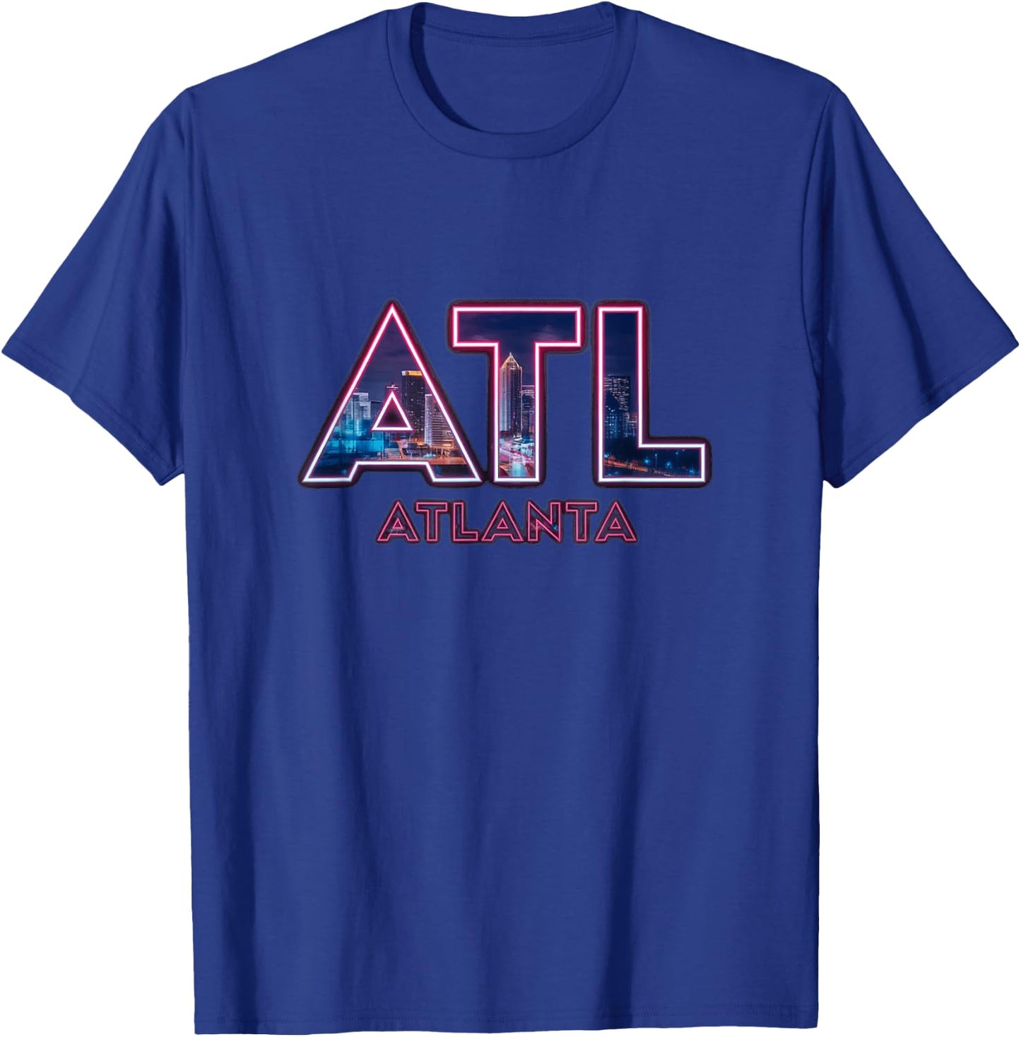 Atlanta ATL City Skyline Design T-Shirt - T-Shirt | Royal