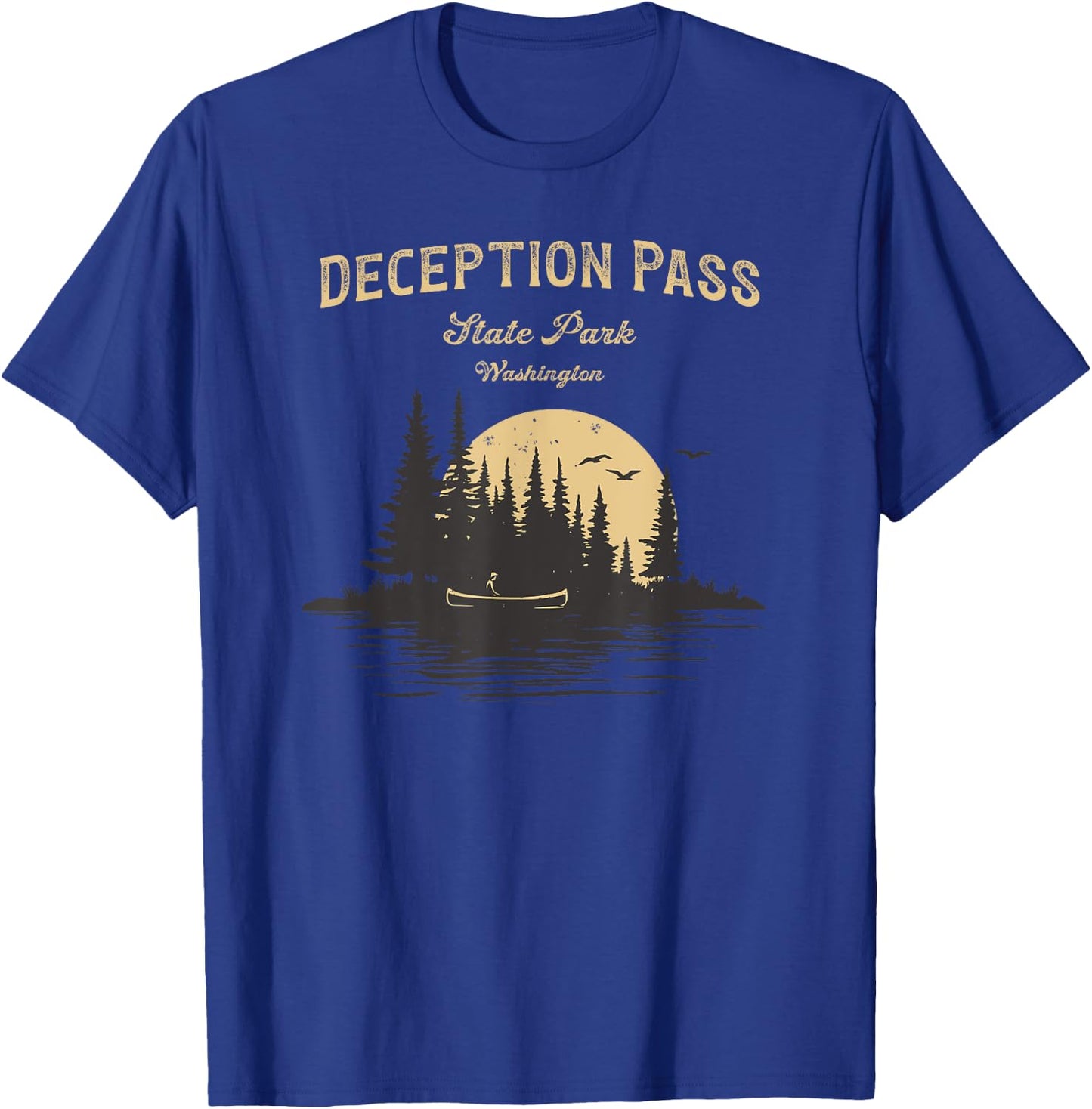 Deception Pass State Park Washington Lake River Canoe T-Shirt - T-Shirt | Royal