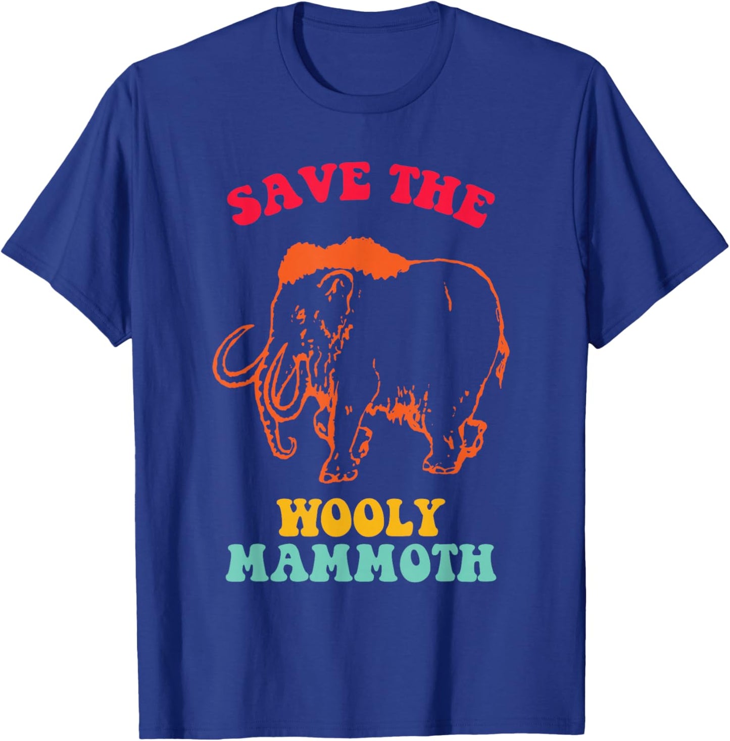Save The Wooly Mammoth Retro Vintage T-Shirt - T-Shirt | Royal
