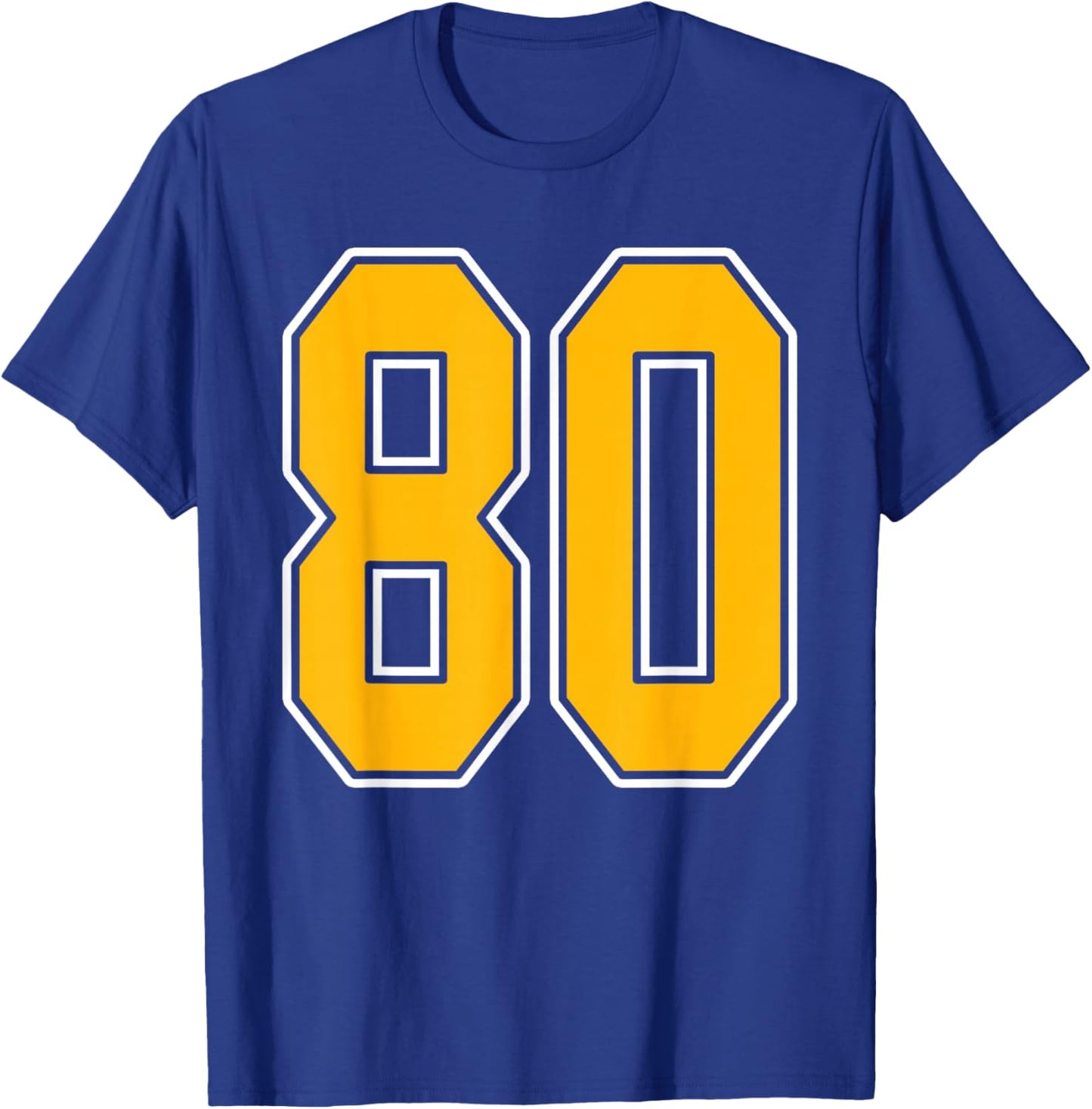 Gold and White Sports Number 80 Jersey Uniform Player T-Shirt - T-Shirt | Royal