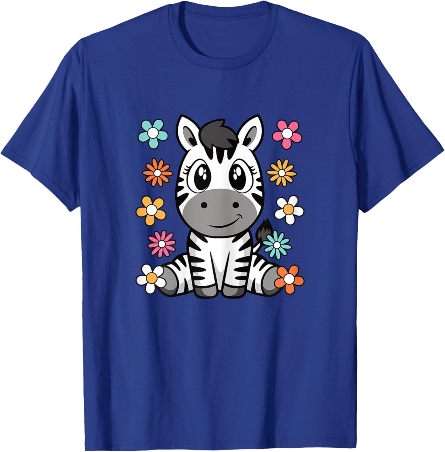 Cute Zebra Lover Groovy Kawaii Animal Women Girls Kids T-Shirt - T-Shirt | Royal