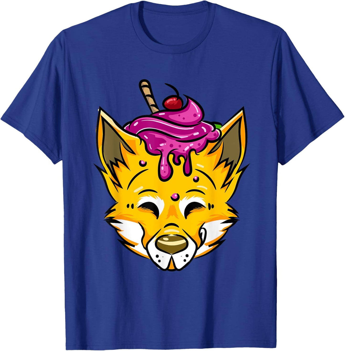 Furry Shirt Funny Fox Wolf Ice Cream Sundae Fursona Gift Women Kids T-Shirt - T-Shirt | Royal
