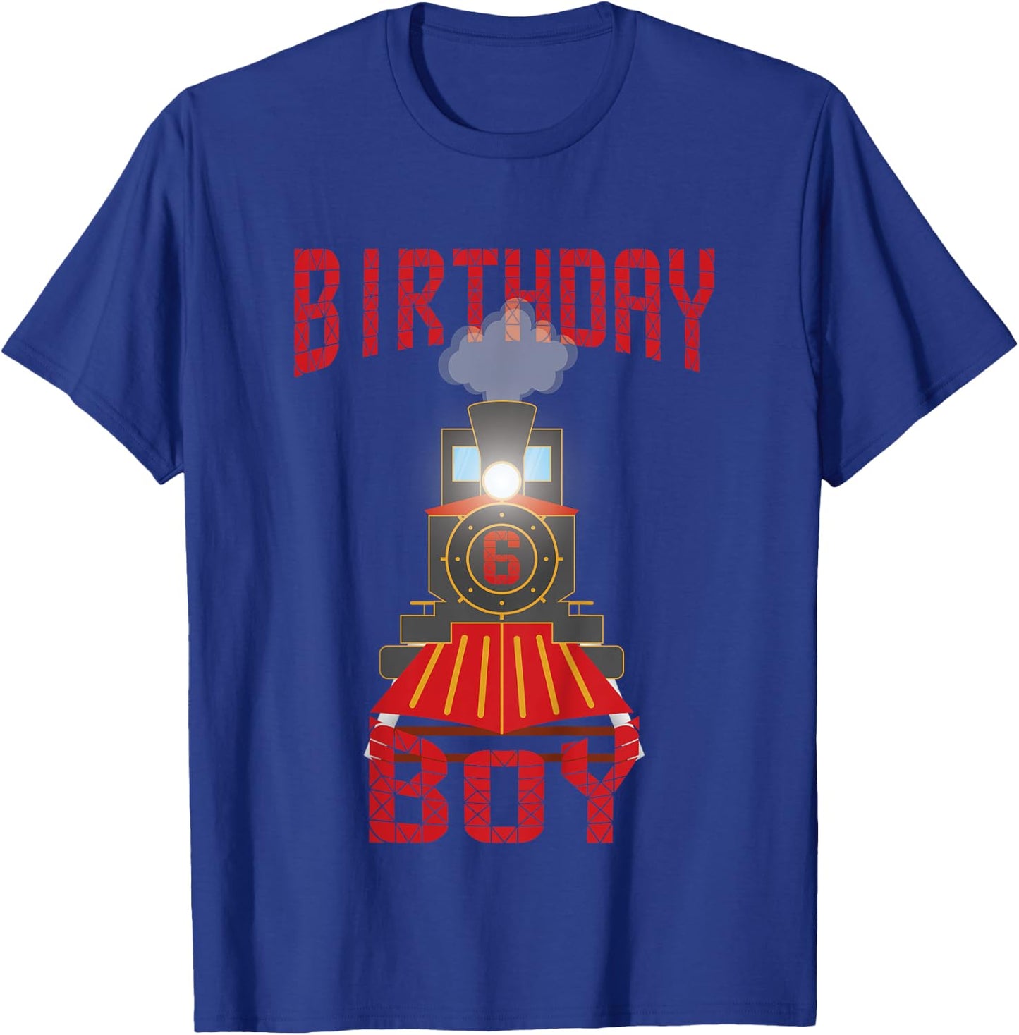 Kids 6th birthday train t shirt Gift six 6 years old boys T-Shirt - T-Shirt | Royal