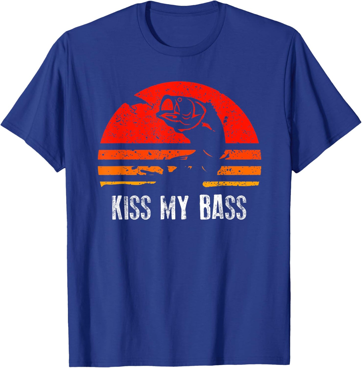 Retro Fishing Shirt Kiss My Bass Vintage Gift T-Shirt - T-Shirt | Royal