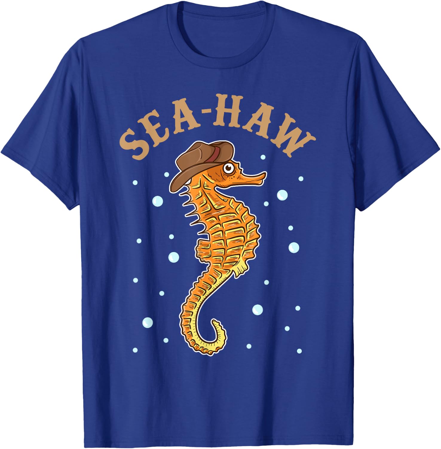 Cute & Funny Sea-Haw Hilarious Seahorse Pun Seahaw T-Shirt - T-Shirt | Royal