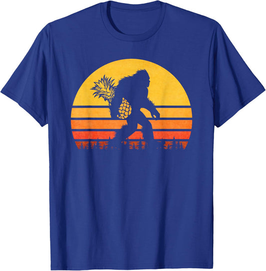 Retro Bigfoot Pineapple , Sasquatch With Fruit T-Shirt - T-Shirt | Royal