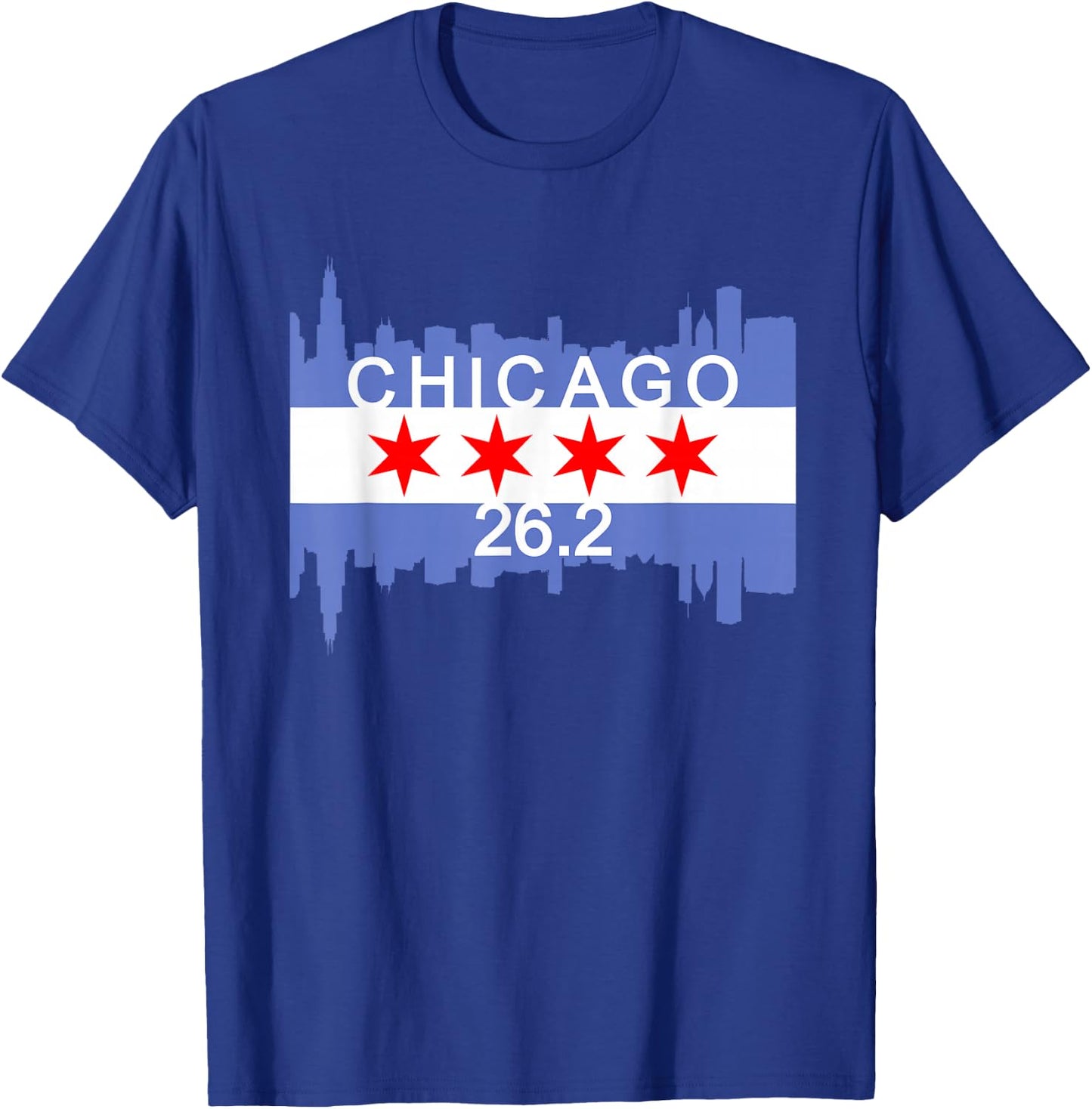 26.2 Mile Marathon Runner T Shirt Chicago Flag Running Gift T-Shirt - T-Shirt | Royal
