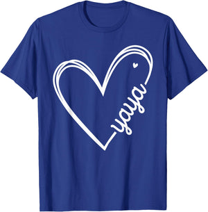 Love Yaya Heart Women Mother's Day Birthday T-Shirt - T-Shirt | Royal