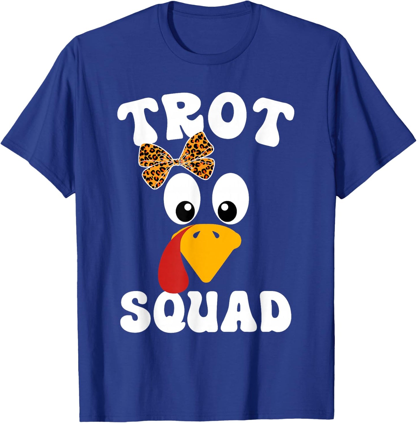 Thanksgiving Leopard Coquette Bow Running Turkey Trot Squad T-Shirt - T-Shirt | Royal