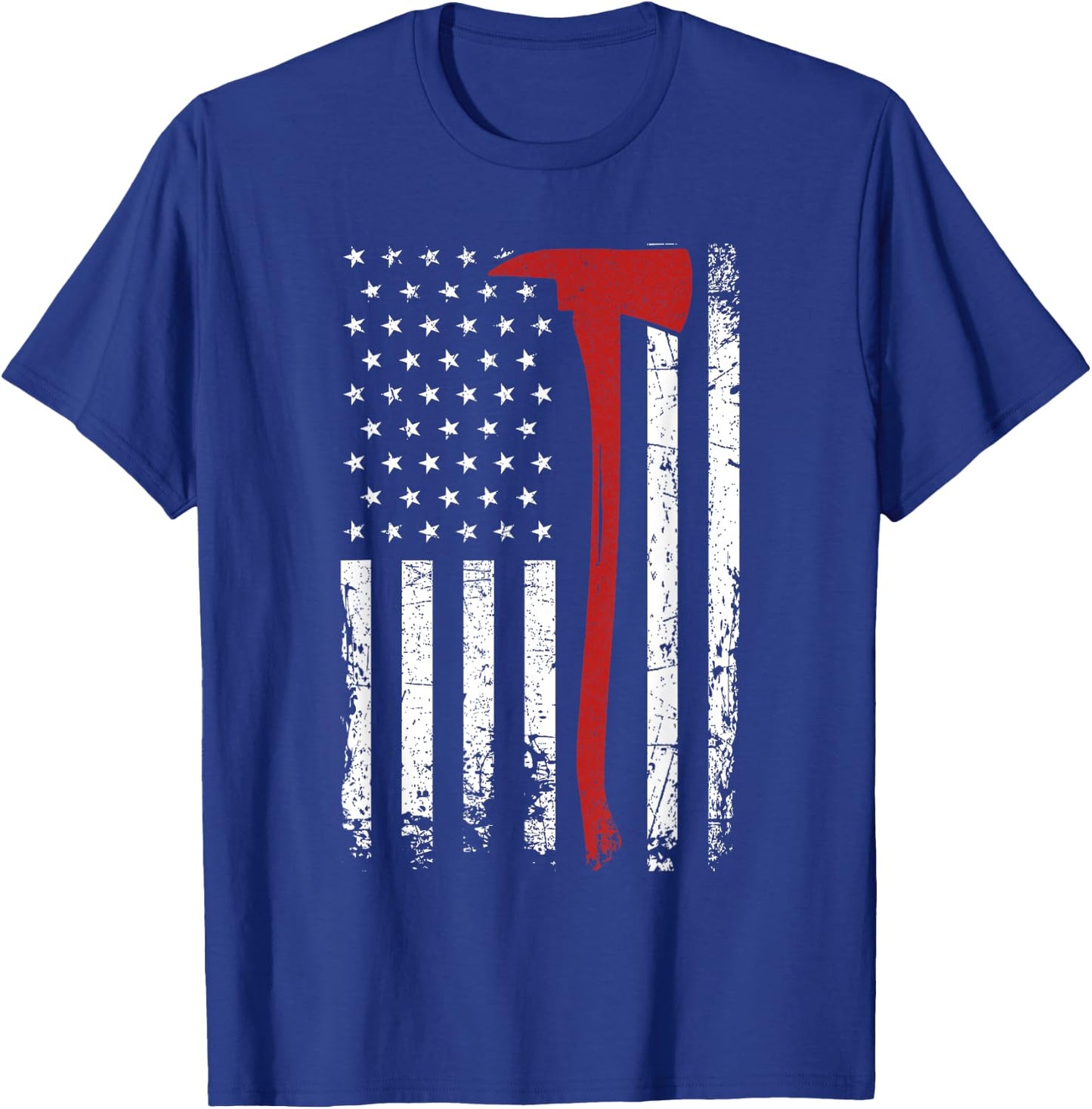 Wildland Firefighter Axe American Flag Thin Red Line Fireman T-Shirt - T-Shirt | Royal