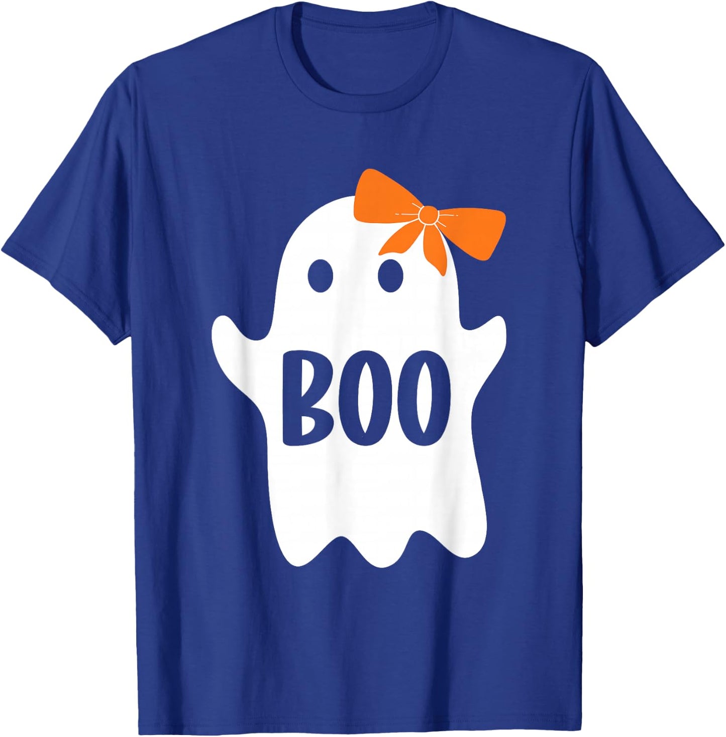 Cute Ghost with Bow, Boo Halloween Monster Kids Adults T-Shirt - T-Shirt | Royal