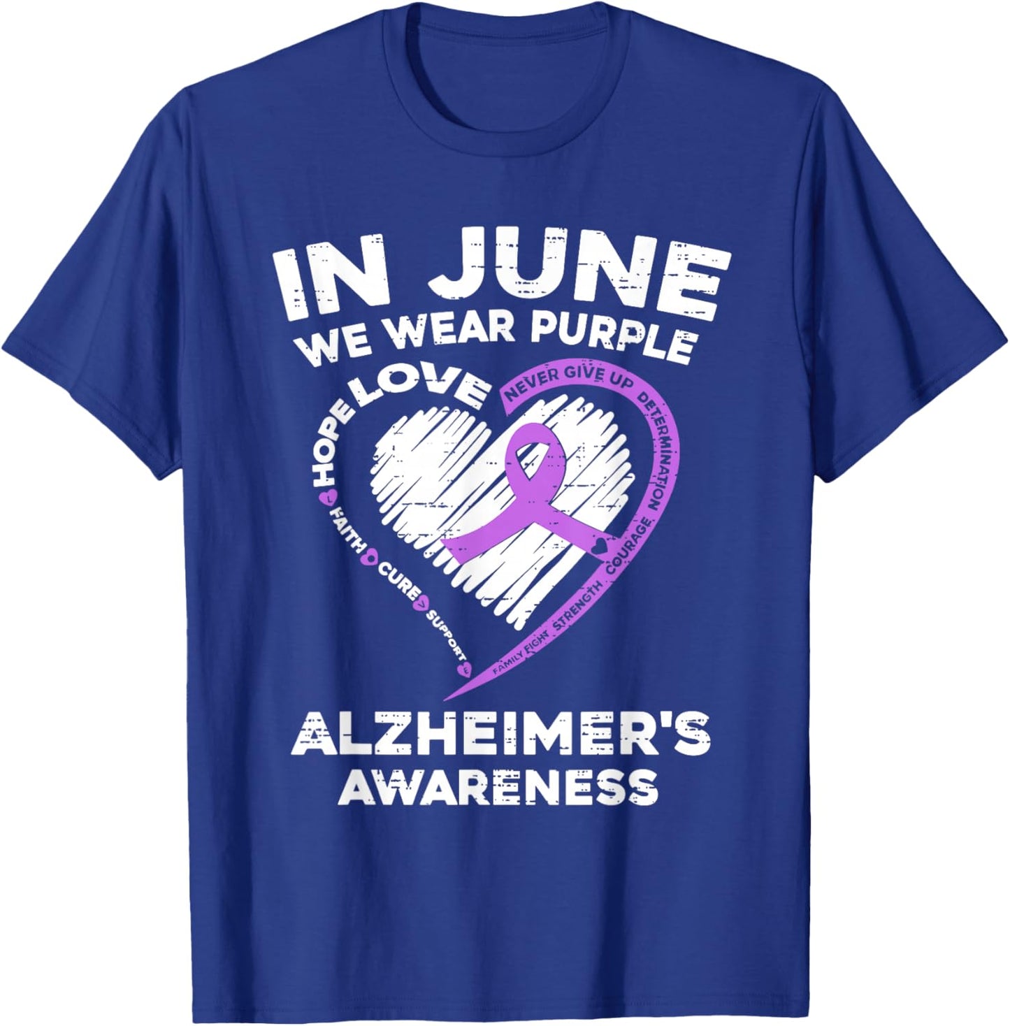 Alzheimer's Awareness Ribbon Purple Dementia Dad Mom Grandpa T-Shirt - T-Shirt | Royal