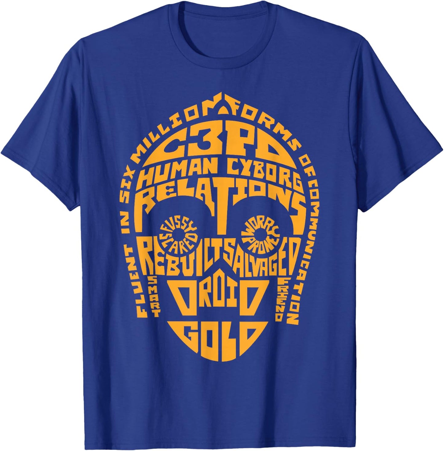 Star Wars C3PO Human Cyborg Word Relations T-Shirt - T-Shirt | Royal