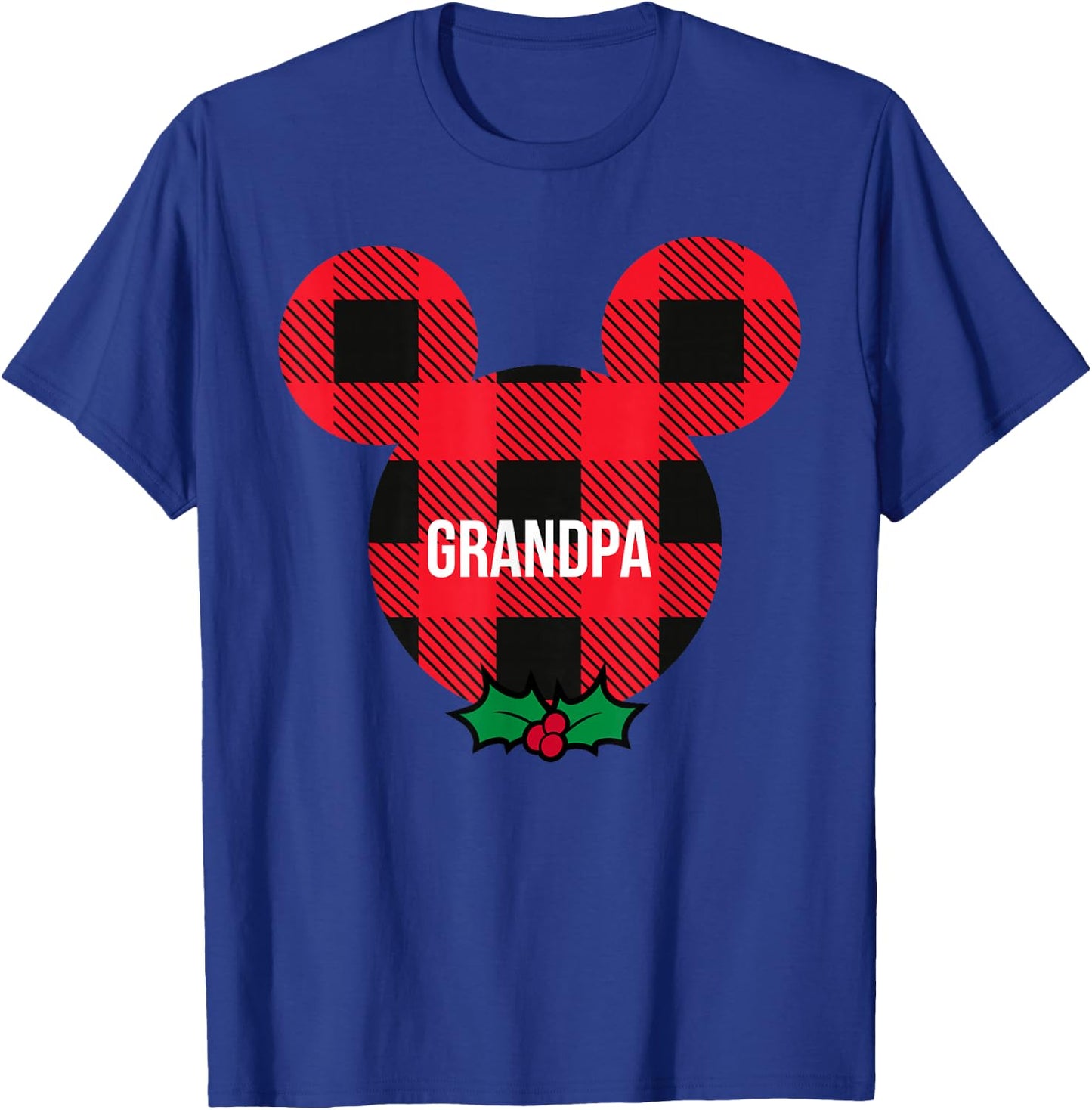 Disney Mickey Mouse Family Matching Holiday Plaid Grandpa T-Shirt - T-Shirt | Royal