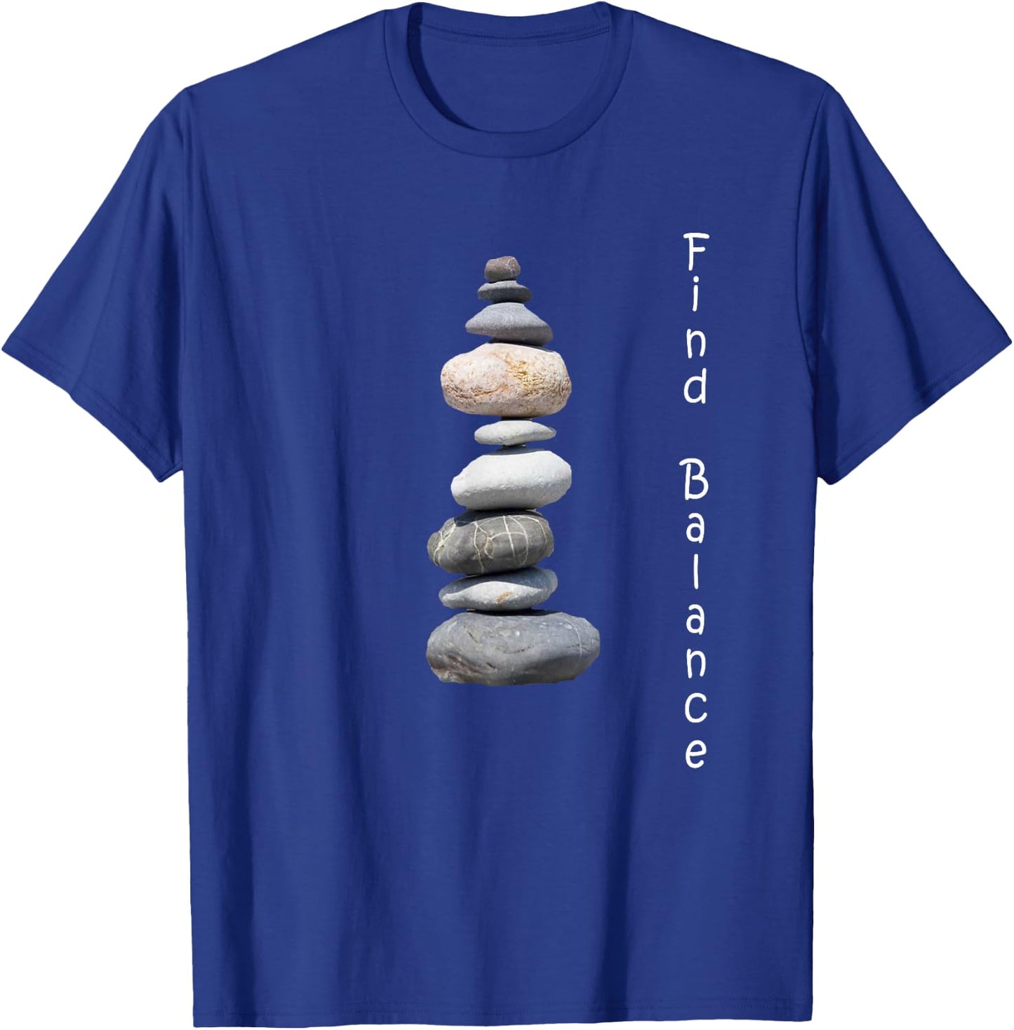 Rock Stacking Shirt Find Balance Nature Cairn T-Shirt - T-Shirt | Royal