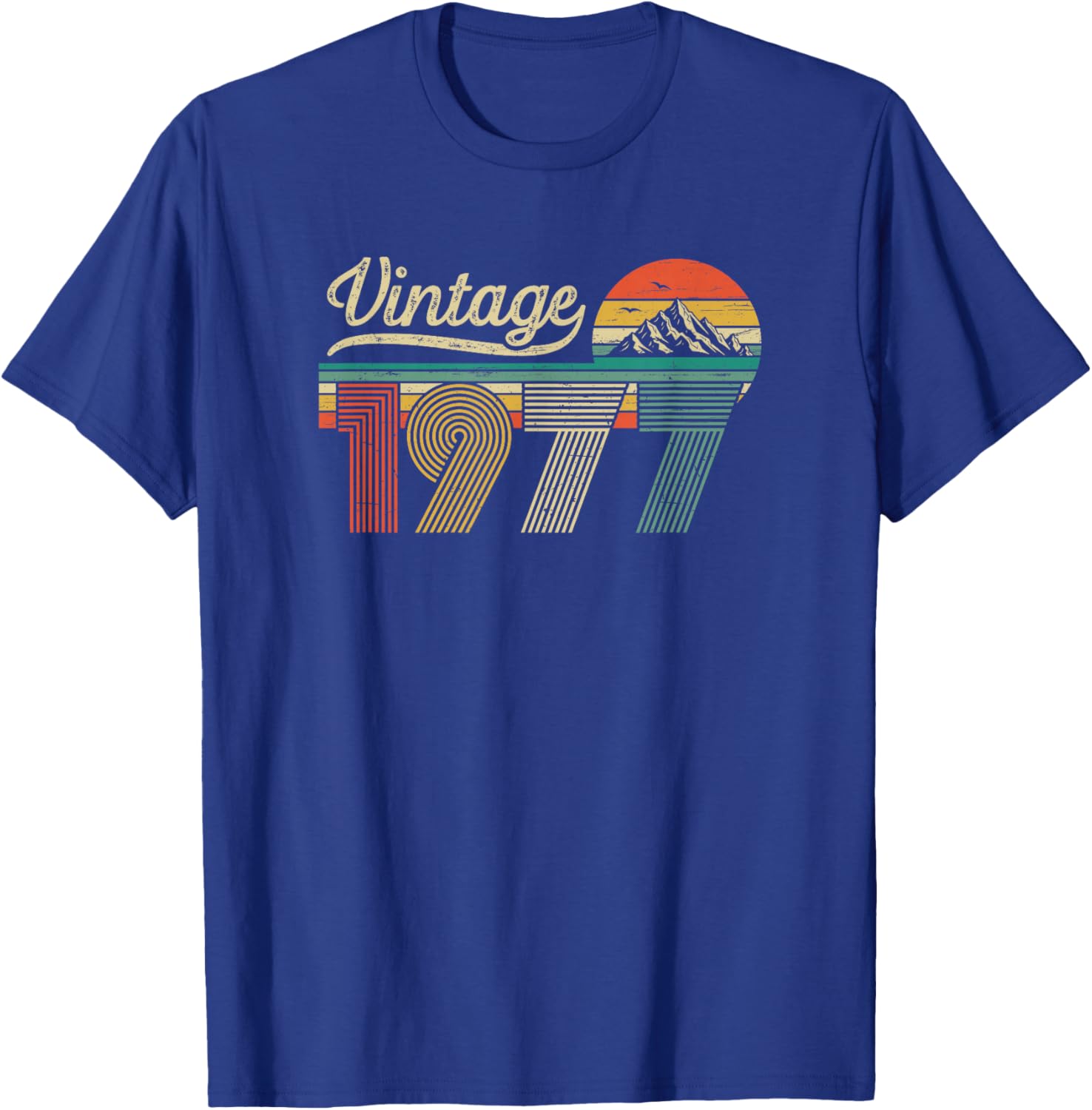 49th Birthday Man Woman - Vintage Born in 1977 Classic Retro T-Shirt - T-Shirt | Royal