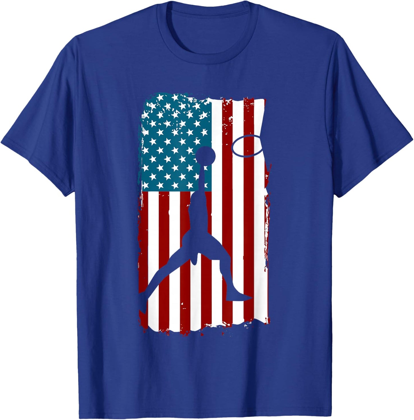 US American Flag Basketball Patriotic Athlete Print For Boys T-Shirt - T-Shirt | Royal