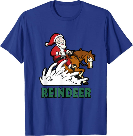 Reindeer Santa on a Reining Horse T-Shirt - T-Shirt | Royal