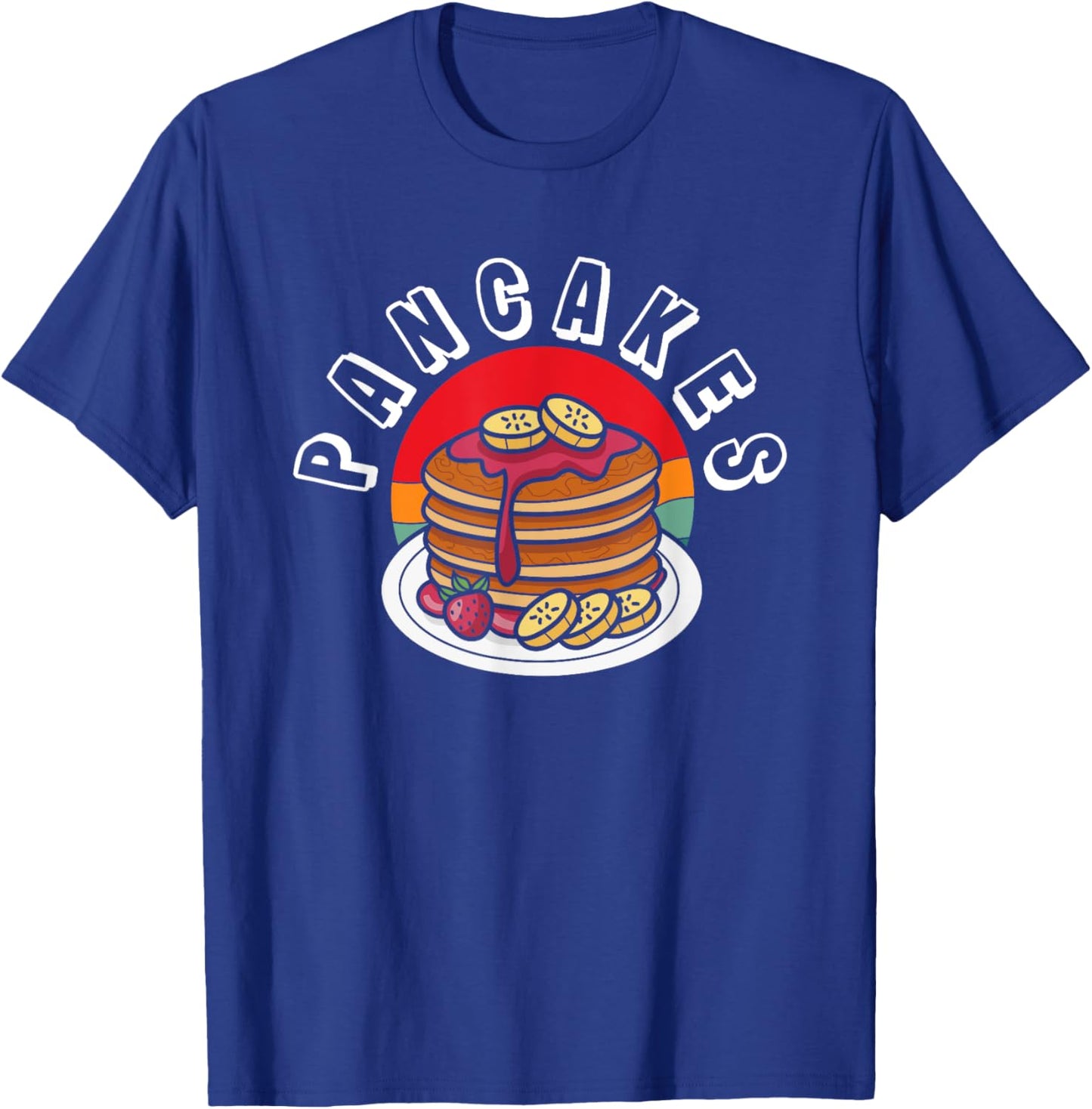 Pancakes Bananas Strawberries Retro Style T-Shirt - T-Shirt | Royal