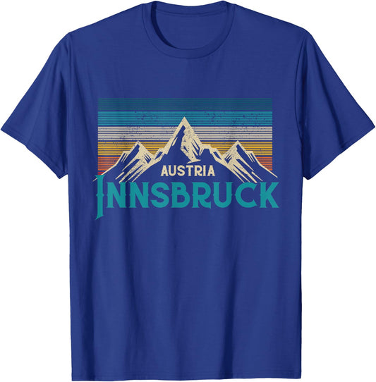 Innsbruck Austria Vintage Mountains Alps Ski Souvenir T-Shirt - T-Shirt | Royal