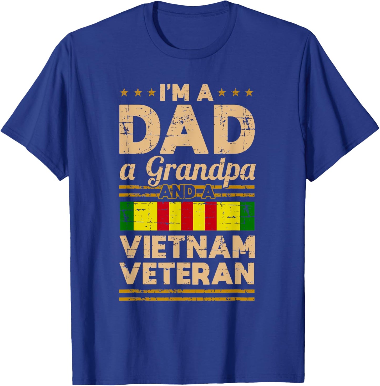 Dad Grandpa Vietnam Veteran Vintage Shirt Men's Gift T-Shirt - T-Shirt | Royal