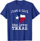 Texas Flag Map Outfit Girl Who Love Texan Patriot Gift T-Shirt - T-Shirt | Royal