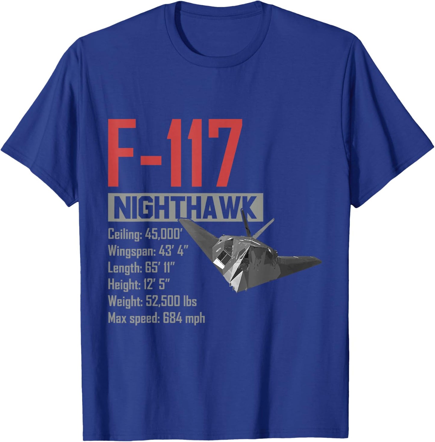 American Camouflage Bomber F117 Nighthawk T-Shirt - T-Shirt | Royal